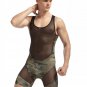 Men's sexy underwear camouflage wrestling singlet mesh stitching bodysuit one-piece siamese #M436
