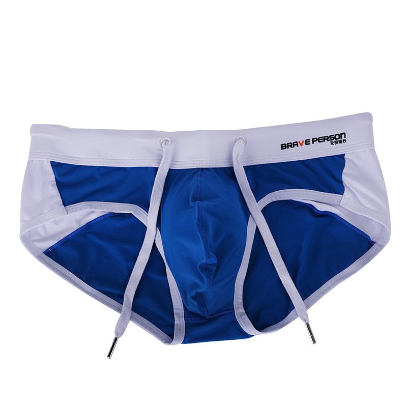 Blue Men's summer drawstring swimming briefs beachwear swimwear #BR1135
