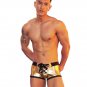 Gold Men's sexy underwear Superbody PU faux leather drawstring boxer briefs #G180101