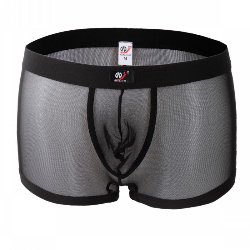 3pcs black men's sexy underwear mesh gauze boxer briefs #2003PJ