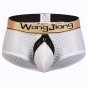 Sexy gay men's underwear mesh holes see-through cut-out boxers briefs White #2025PJ