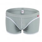 Gray men's sexy underwear mesh holes boxer briefs #4003PJ