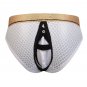 Wangjiang men's sexy underwear mesh holes see-through cut-out briefs White #2025SJ