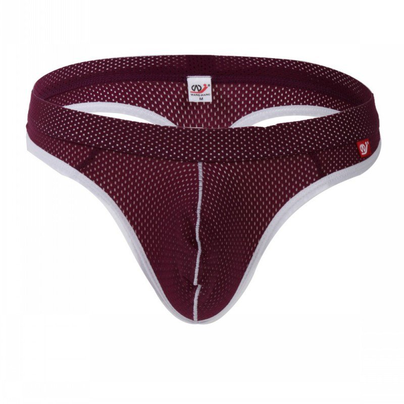 Purple 3pcs Sexy men's underwear mesh holes thong t-string #4003DK