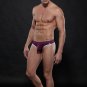 Purple 3pcs Sexy men's underwear mesh holes thong t-string #4003DK