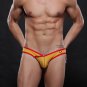 Yellow 3pcs men's sexy underwear buckles mesh holes briefs #4003SJ