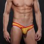 Yellow 3pcs men's sexy underwear buckles mesh holes briefs #4003SJ