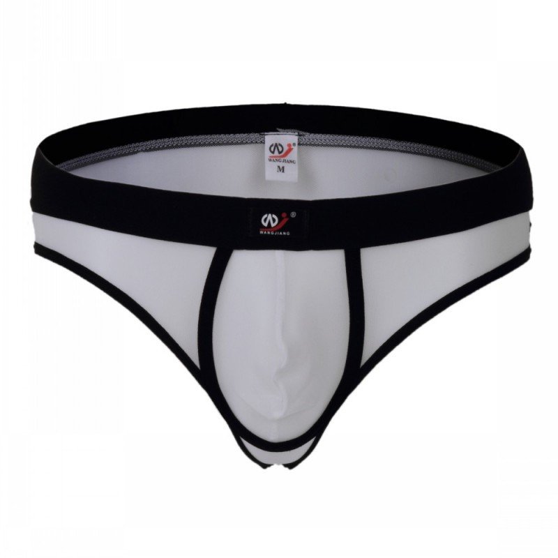 3pcs white men's sexy underwear mesh gauze thong t-string #2003DK