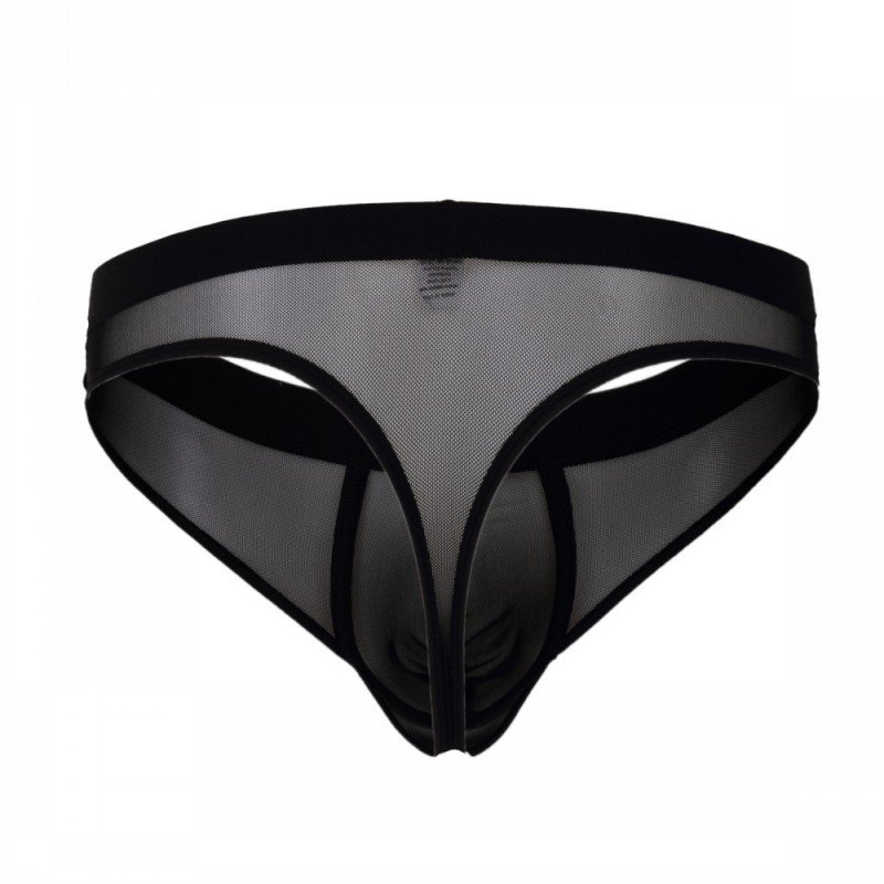Mesh gauze thong t-string 3pcs black men's sexy underwear #2003DK