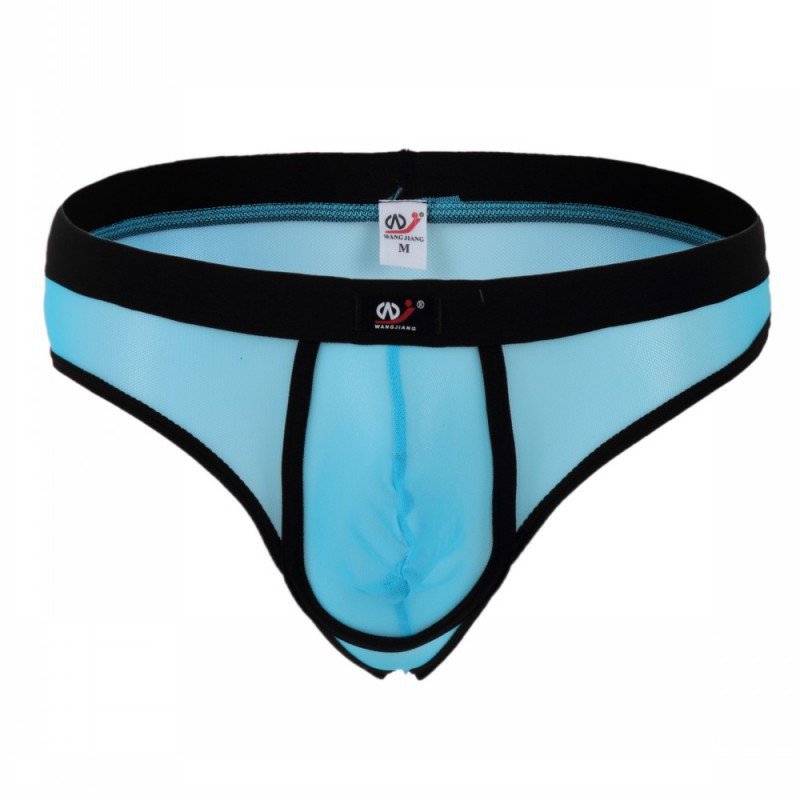 3pcs Blue men's sexy underwear mesh gauze thong t-string #2003DK