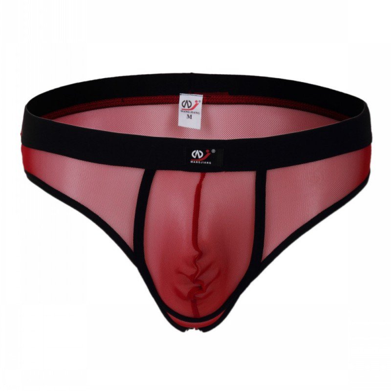 3pcs Red men's sexy underwear mesh gauze thong t-string #2003DK