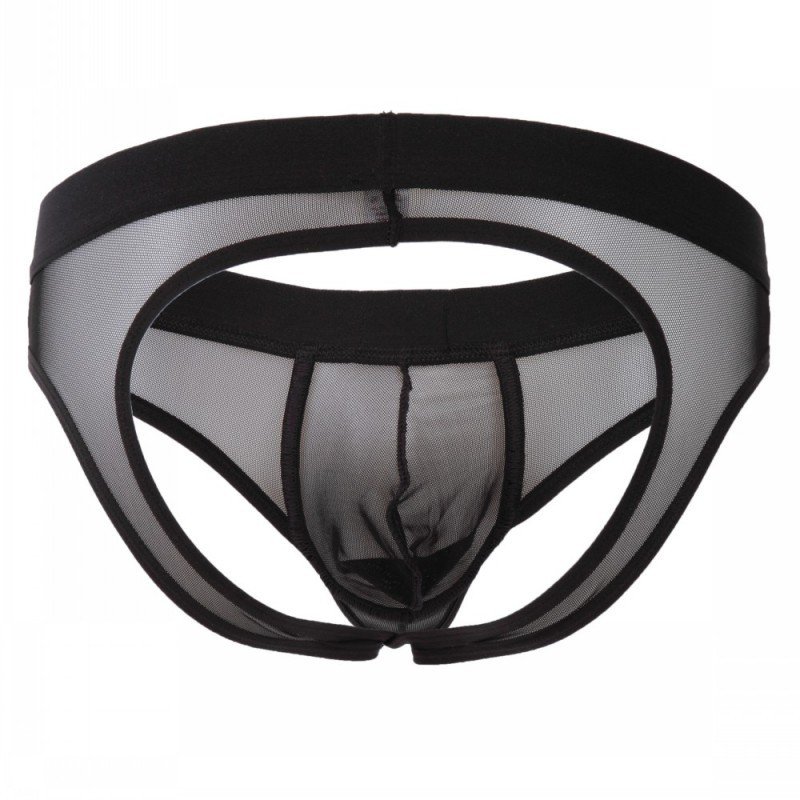 Cut-out briefs black 3pcs gay men's sexy mesh guaze underwear underpants #2003SH