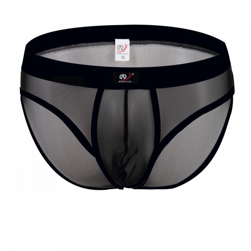 Black 3pcs men's sexy underwear mesh gauze briefs underpants #2003SJ
