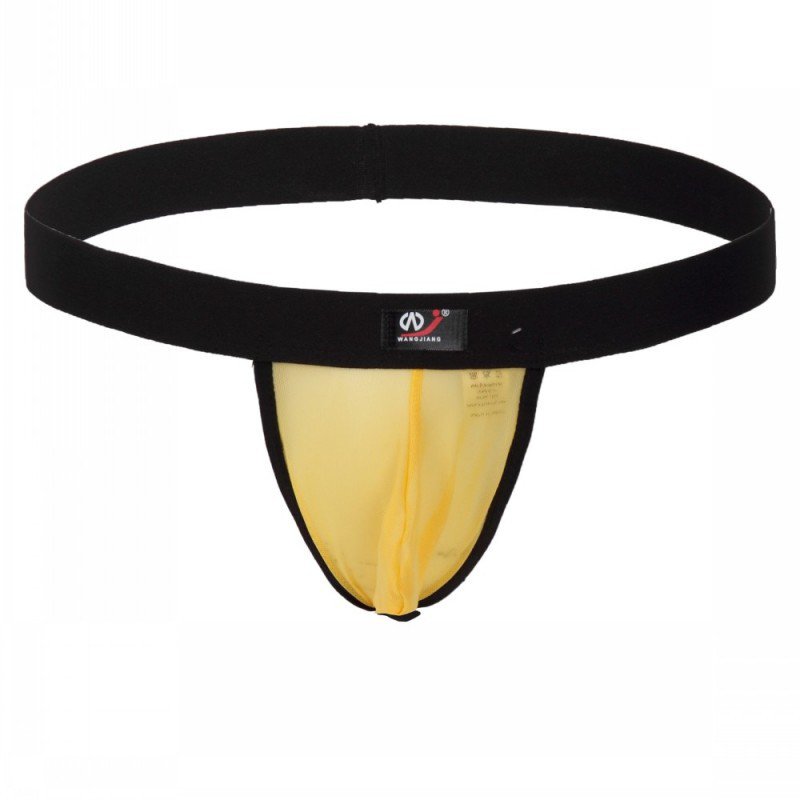 3pcs Yellow gay men's sexy mesh guaze underwear seamless thong #2003WD