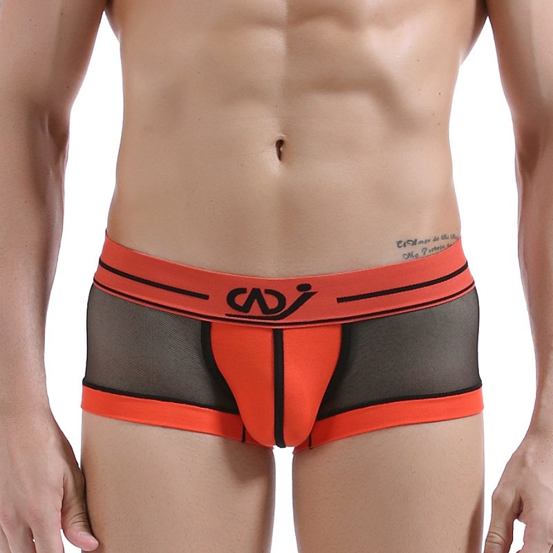 Black 3pcs Men's sexy underwear mesh gauze boxer briefs #2017PJ
