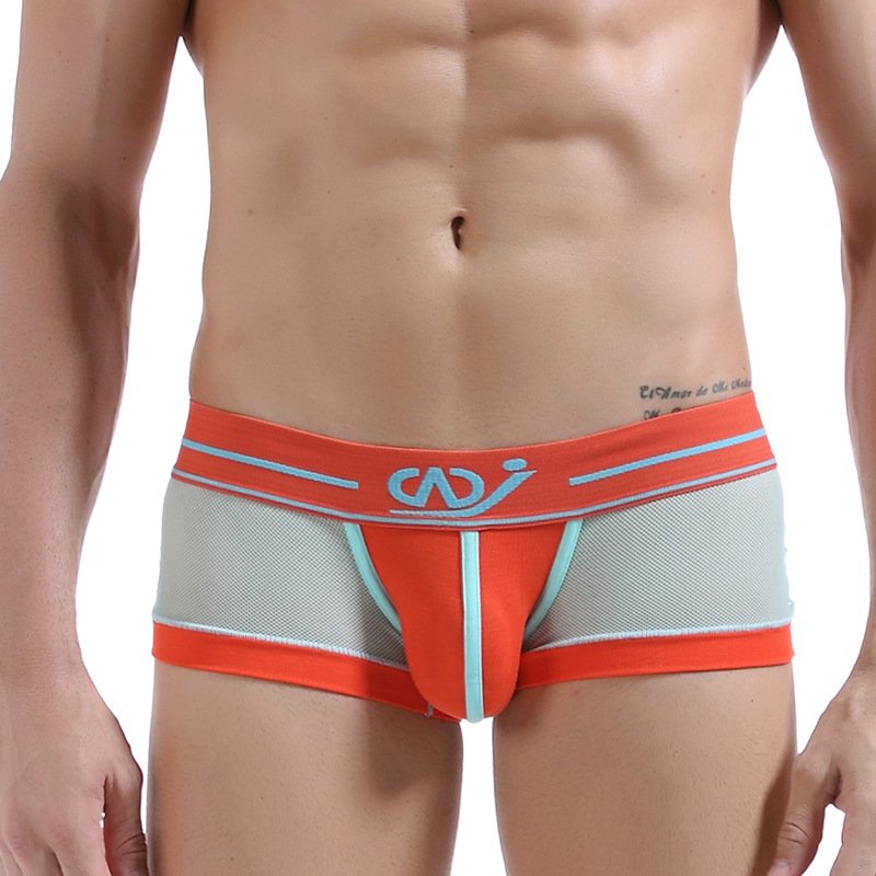 Light blue 3pcs Men's sexy underwear mesh gauze boxer briefs #2017PJ