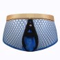 Blue 3pcs Sexy gay men's underwear mesh holes see-through cut-out boxers briefs #2025PJ