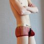 Red 3pcs Sexy gay men's underwear mesh holes see-through cut-out boxers briefs #2025PJ