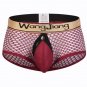 Red 3pcs Sexy gay men's underwear mesh holes see-through cut-out boxers briefs #2025PJ