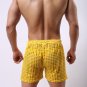 Yellow Sexy men's clothing sheer perforated holes shorts sleep bottoms #03ZK