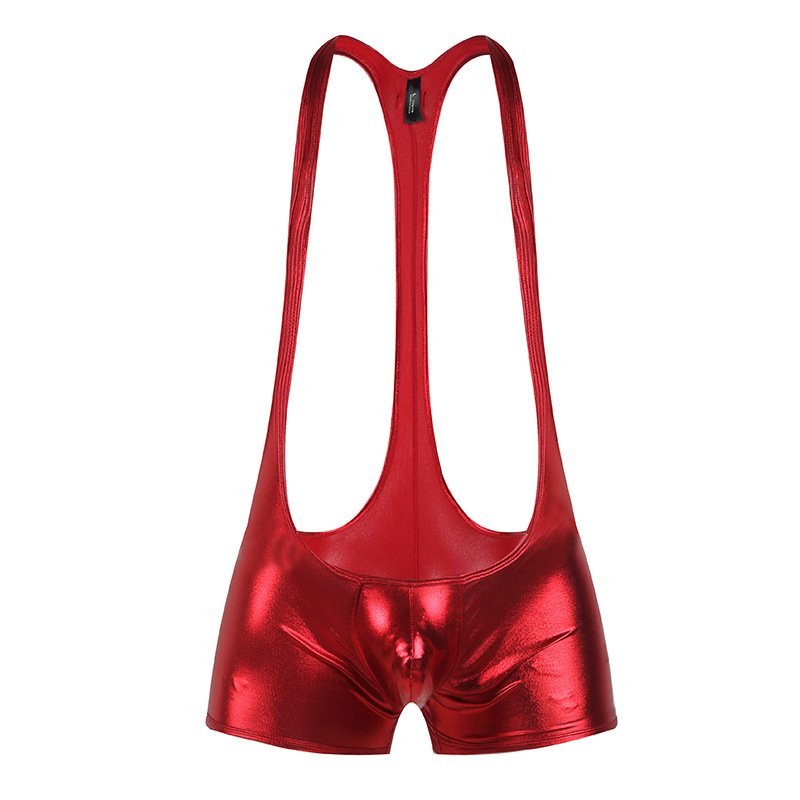 Faux Leather Men S Sexy Underwear Fitness Bodysuit Wrestling Singlet