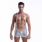 Silver Faux Leather Men's sexy underwear fitness bodysuit Wrestling singlet leotard #1045LT