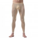 Beige Men's sexy underwear extra-thin ice silky sleep bottoms lounge pants #VS007QK