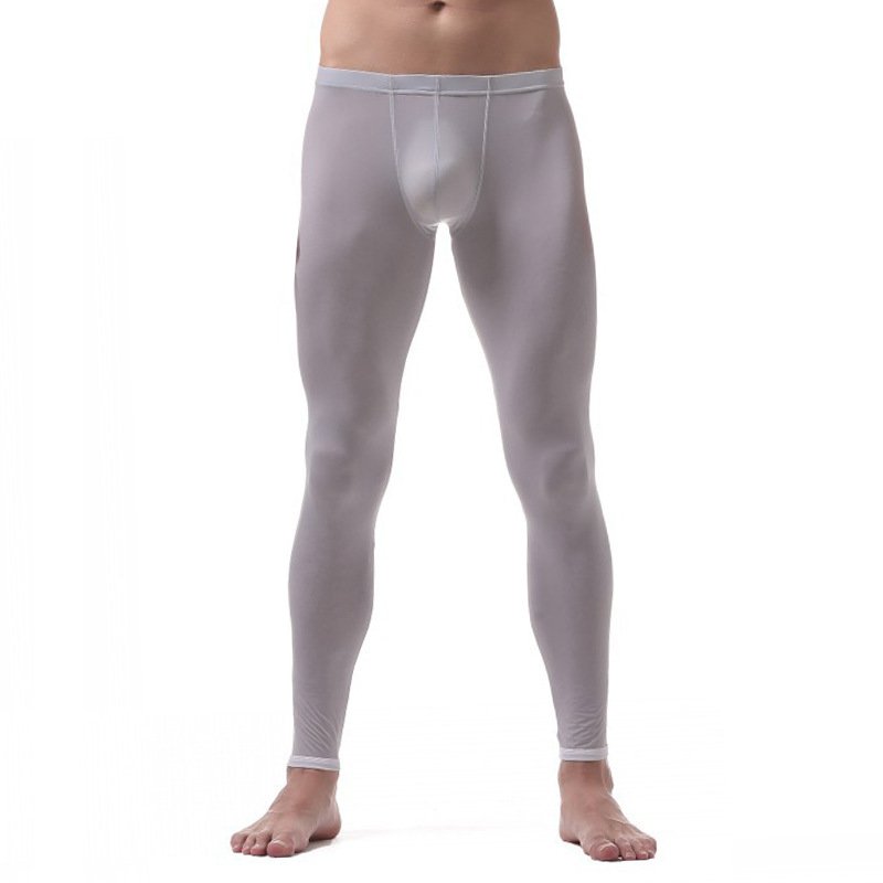 Men's sexy underwear extra-thin ice silky sleep bottoms lounge pants Gray #VS007QK