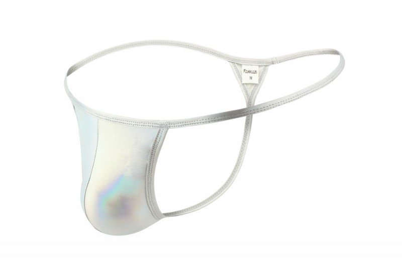 Sexy men's fashion underwear underpants 3PK G-strings faux leather metallics thongs t-string #FA5010