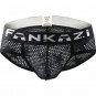 Men's sexy underpants lingerie 2pcs mesh perforated holes briefs underwear panties #F1004