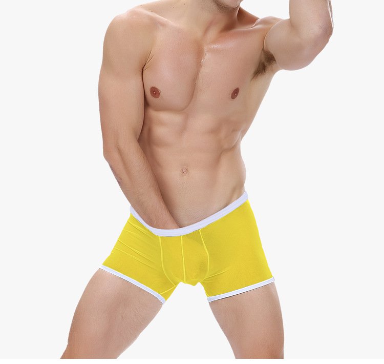 3PK Bandi Das Men's sexy undewear mesh gauze Sheer boxer briefs underpants Yellow #BD117