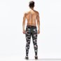 Men's camouflage gray fitness elastic tight thin yoga running pants #8601-1
