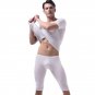 Vanskoos Men's underwear Ice silky sleepwear twinset Pajamas Set loungewear set White #VS007DTZ