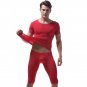 Men's sexy underwear Ice silky sleepwear twinset Pajamas Set loungewear set Red #VS007DTZ