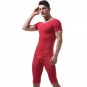 Men's sexy underwear Ice silky sleepwear twinset Pajamas Set loungewear set Red #VS007DTZ