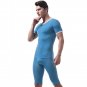 Men's sexy underwear Ice silky sleepwear twinset Pajamas Set loungewear set Blue #VS007DTZ