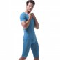 Men's sexy underwear Ice silky sleepwear twinset Pajamas Set loungewear set Blue #VS007DTZ