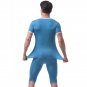 Men's sexy underwear Ice silky sleepwear twinset Pajamas Set loungewear set Blue #VS007DTZ