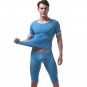 Men's sexy underwear Ice silky sleepwear twinset Pajamas Set loungewear set Blue #VS007DTZ