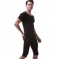Vanskoos Men's sexy underwear Ice silky sleepwear twinset Pajamas Set loungewear set Black #VS007DTZ