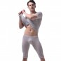 Men's sexy underwear Ice silky sleepwear twinset Pajamas loungewear set Gray #VS007DTZ