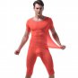 Men's sexy underwear Ice silky sleepwear twinset Pajamas Set loungewear set Orange #VS007DTZ