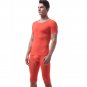 Men's sexy underwear Ice silky sleepwear twinset Pajamas Set loungewear set Orange #VS007DTZ