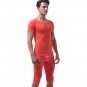Men's sexy underwear Ice silky sleepwear twinset Pajamas Set loungewear set Orange #VS007DTZ