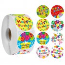 2 Rolls Children Happy Birthday Gift Decoration Party Labels Diameter 1" 8 Designs 500pcs/Roll #316