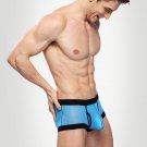 Mesh Gauze see through men's sexy underwear boxer briefs underpants 2PK Blue #BD110