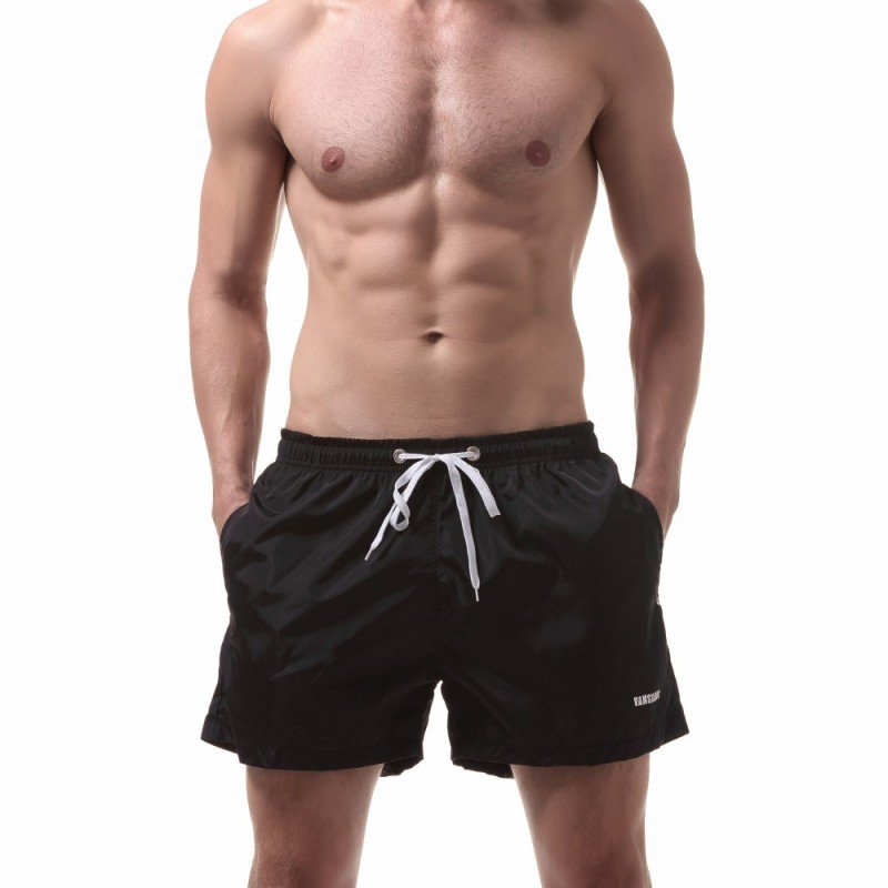 Men's clothing quick-dry drawstring running sports gym causal shorts Black #VS004DK