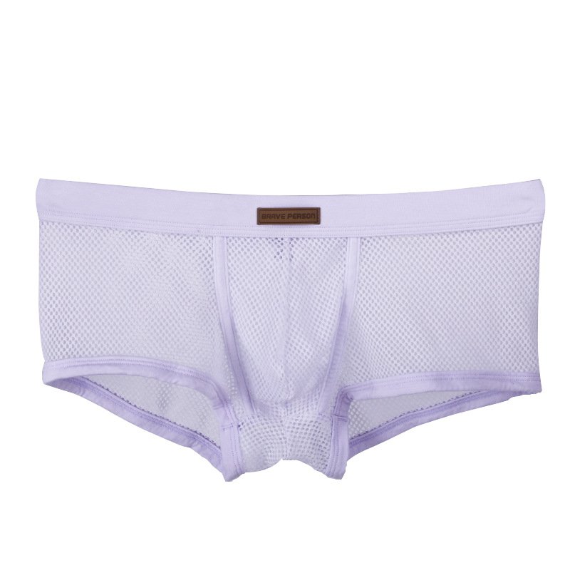 Sexy Men's Underwear Mesh Perforated Holes Transparent Boxer Briefs ...