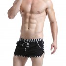Men's cotton blend causal loungewear sleep bottoms sports shorts Black #1017DK