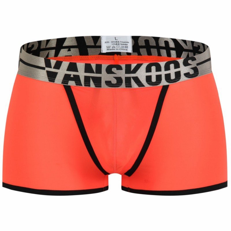 Vanskoos 2PK Pouch separator ice silky men's sexy underwear boxer briefs Orange #VS007PJ